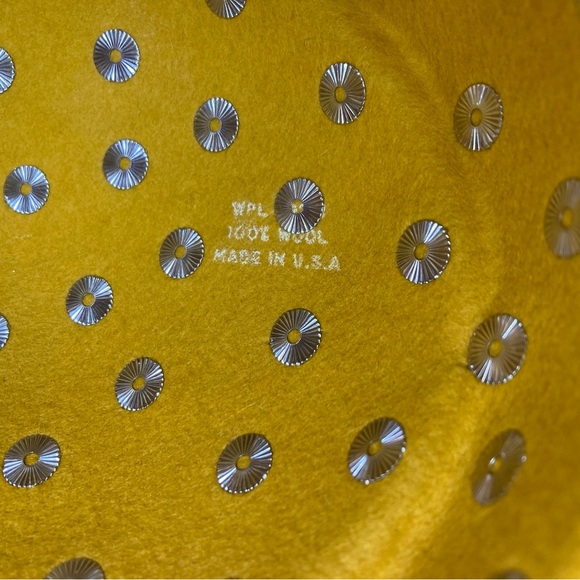 SYLVIA NEW YORK Vintage Mustard Yellow Wool Iridescent Jewel Round Fedora Hat main image 6